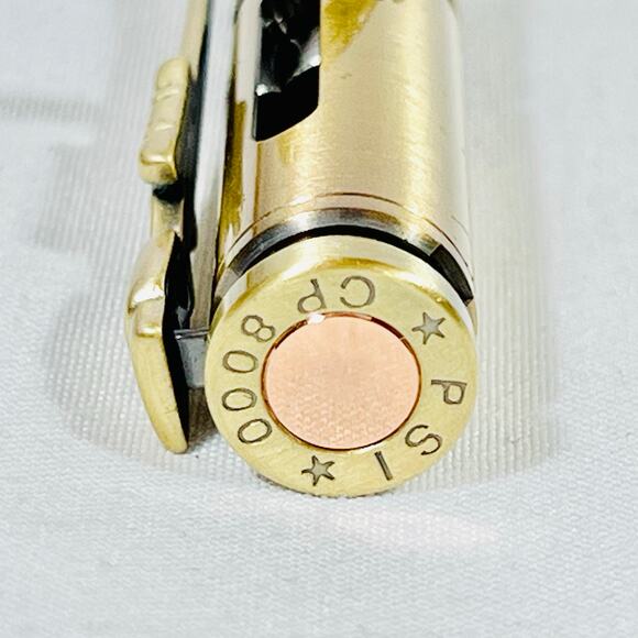 Bolt Action Ball Point Pen Rifle Handmade Brass Gold Brown Swirl Acrylic Resin - Picture 6 of 7
